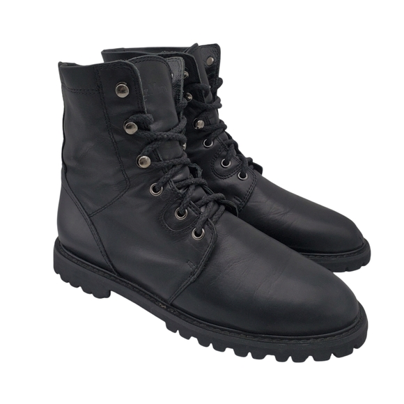 MAX MARA Womens Black Calf Leather Combat Boots EU 38/US 8 Non-Slip City Shoes - Picture 1 of 13